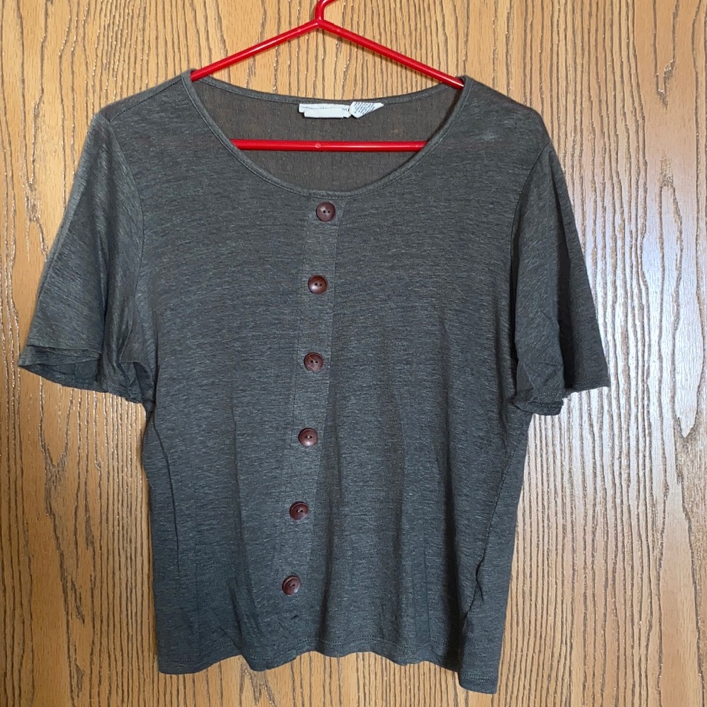 Green linen Short Sleeve Shirt